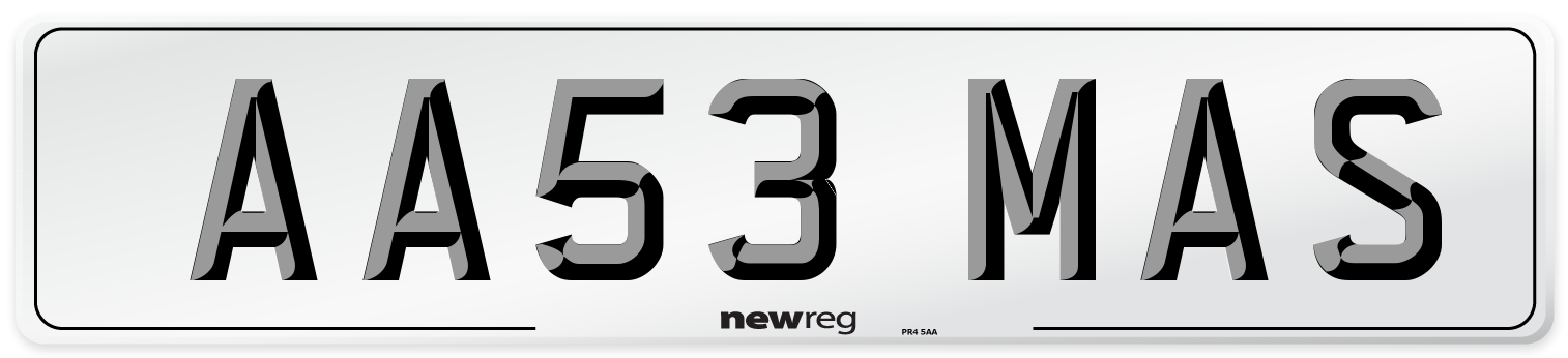 AA53 MAS Number Plate from New Reg